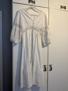 Anthropologie White Eyelet Maxi Dress